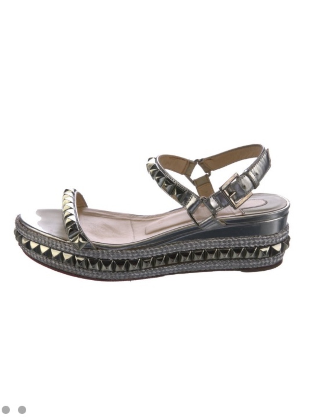Christian Louboutin Women's Metallic Studded Platform Sandal 37